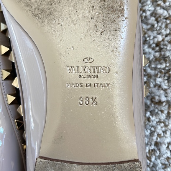 VALETINO Patent Rockstud Ballet Flat, Size 38.5, Poudre with Platinum studs - Picture 6 of 6